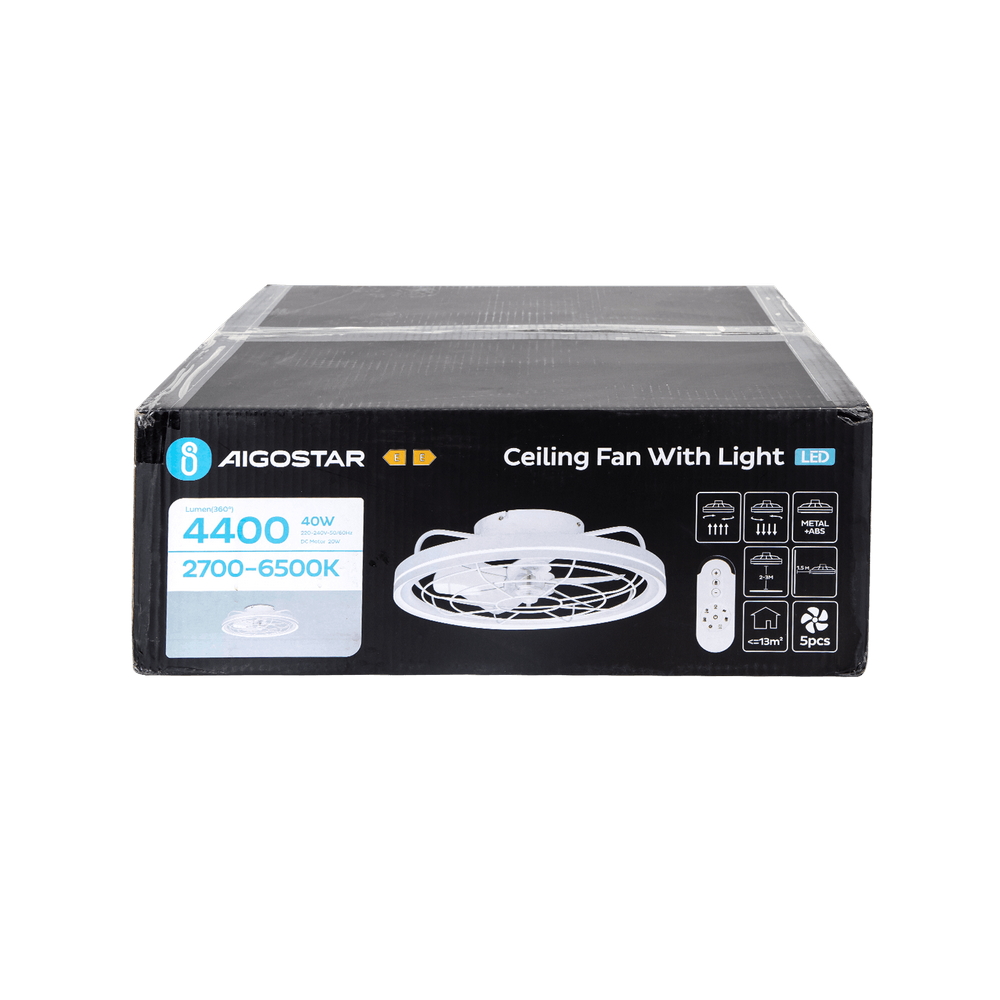 Lampadario Ventilatore da soffitto 40W illuminazione Led regolabile con telecomando Aigostar - Foto 4