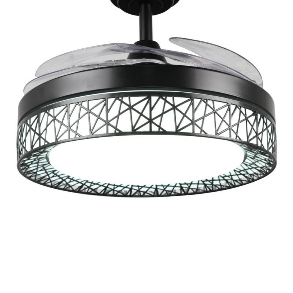 Lampadario Ventilatore da soffitto Black Aqua 36W illuminazione Led regolabile con telecomando M LEDME - Foto 2