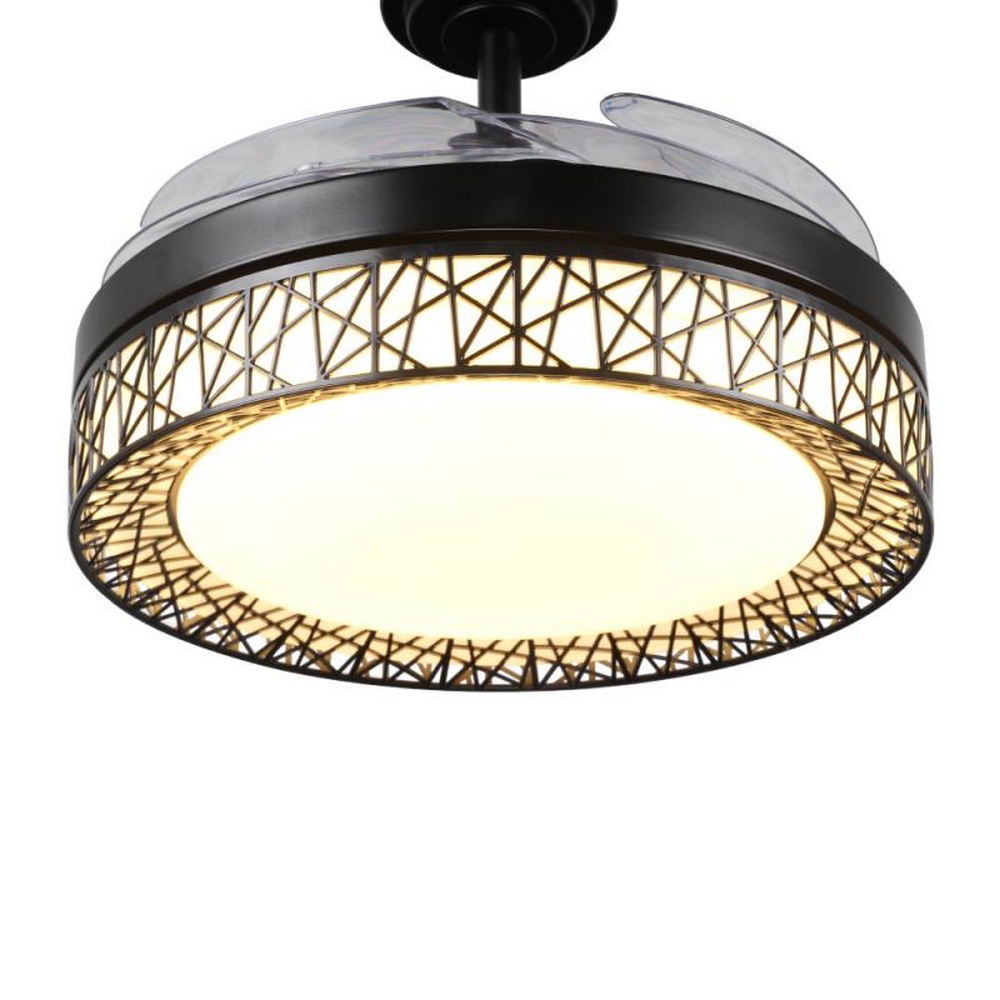 Lampadario Ventilatore da soffitto Black Aqua 36W illuminazione Led regolabile con telecomando M LEDME - Foto 3
