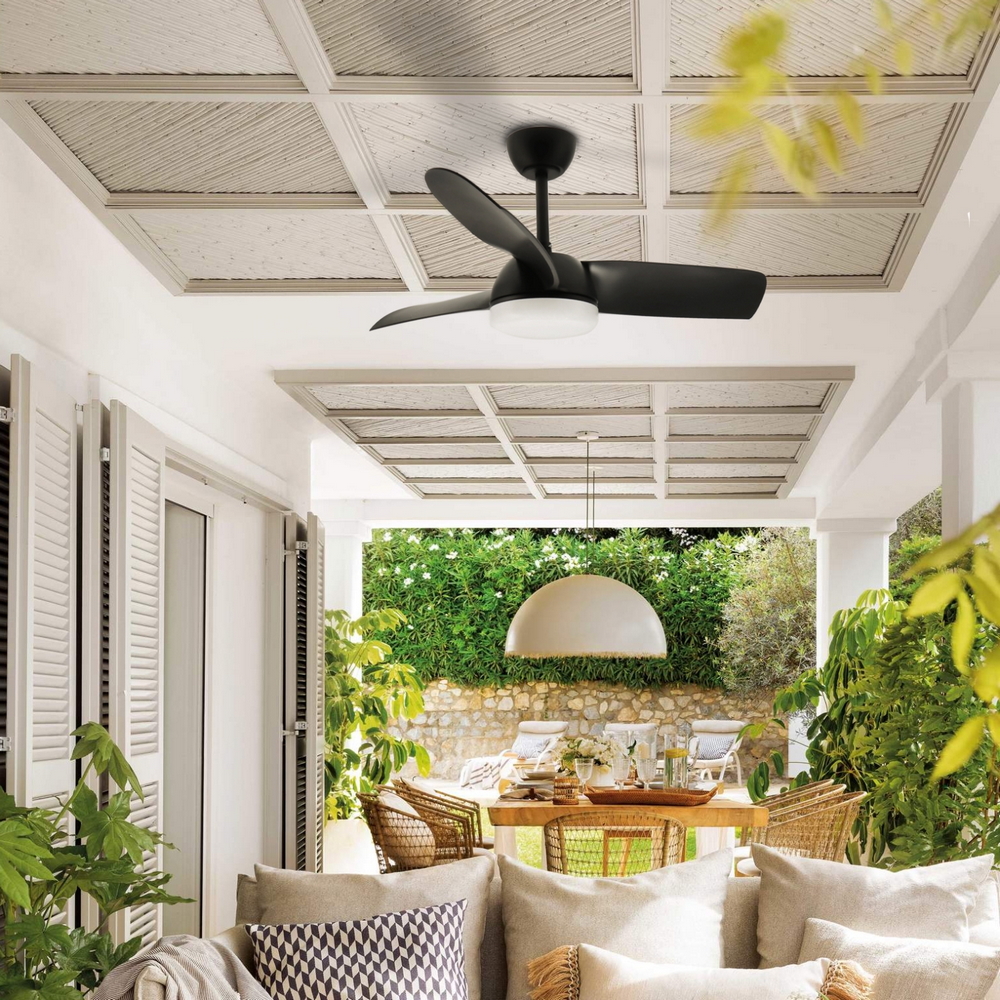 Lampadario Ventilatore da soffitto Black Face nero 24W illuminazione Led regolabile con telecomando M LEDME - Foto 1