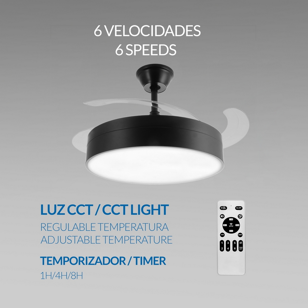 Lampadario Ventilatore da soffitto Messe 32W illuminazione Led CCT regolabile con telecomando M LEDME - Foto 3
