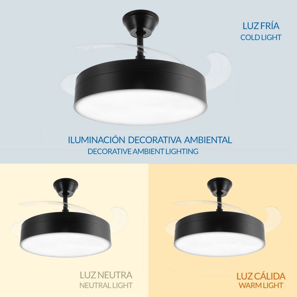 Lampadario Ventilatore da soffitto Messe 32W illuminazione Led CCT regolabile con telecomando M LEDME - Foto 4