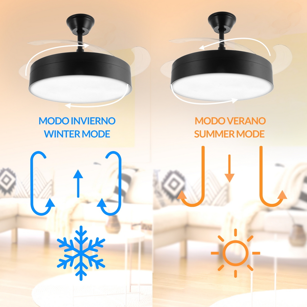 Lampadario Ventilatore da soffitto Messe 32W illuminazione Led CCT regolabile con telecomando M LEDME - Foto 5