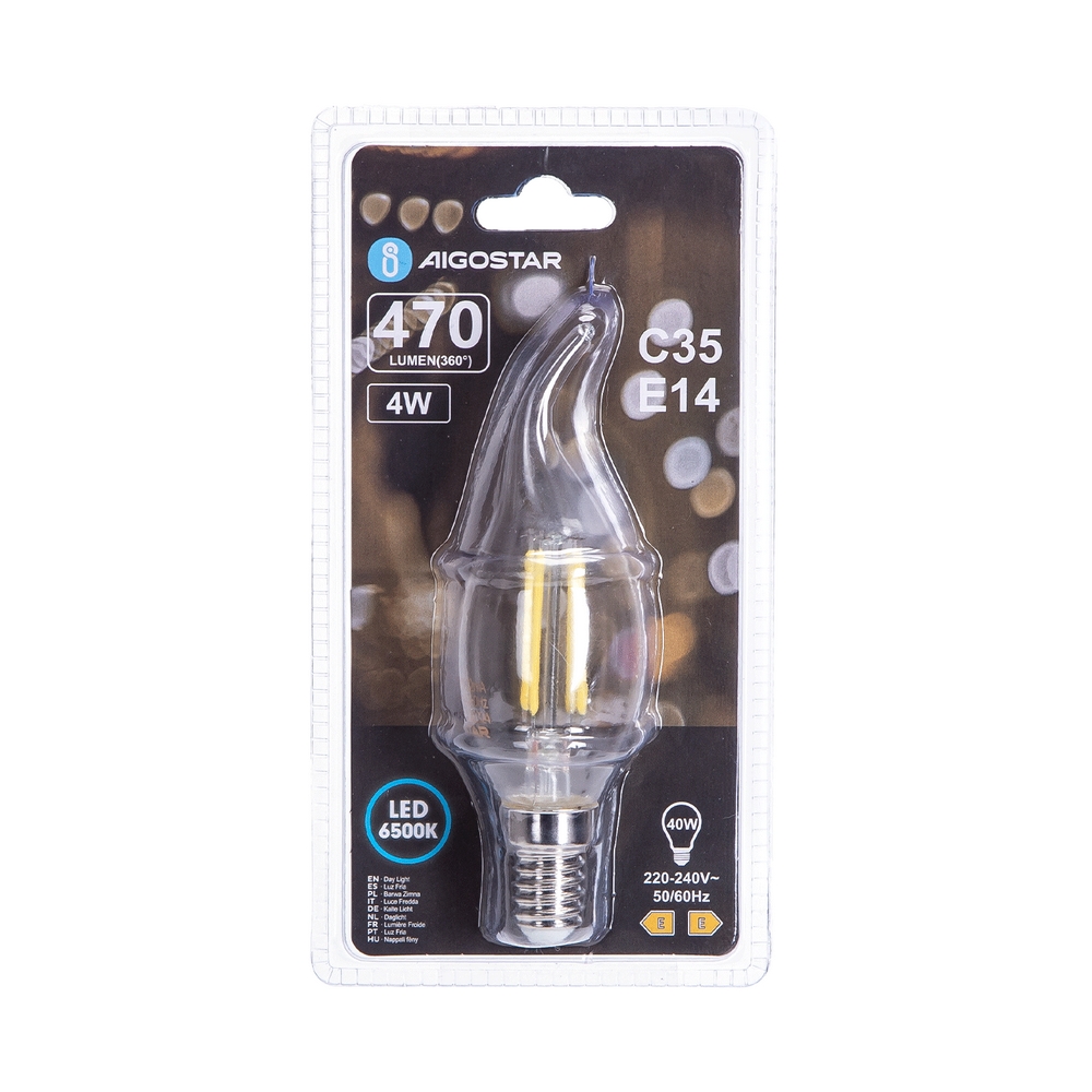 Lampadina Led a Filamento E14 CL35 a colpo di vento 4W Bianco freddo 6500K Aigostar - Foto 2