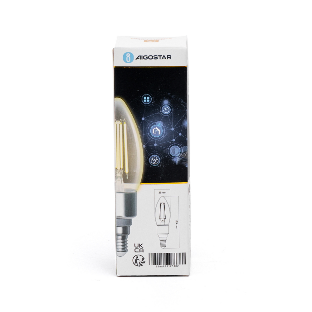 Lampadina Led a Filamento Smart C35 E14 4,5W WiFi CCT luce regolabile e dimmerabile Aigostar - Foto 5