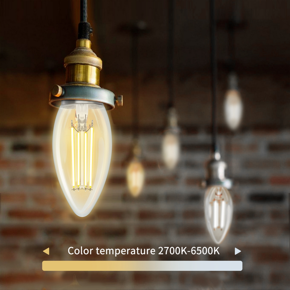 Lampadina Led a Filamento Smart C35 E27 4,5W WiFi CCT luce regolabile e dimmerabile Aigostar - Foto 3
