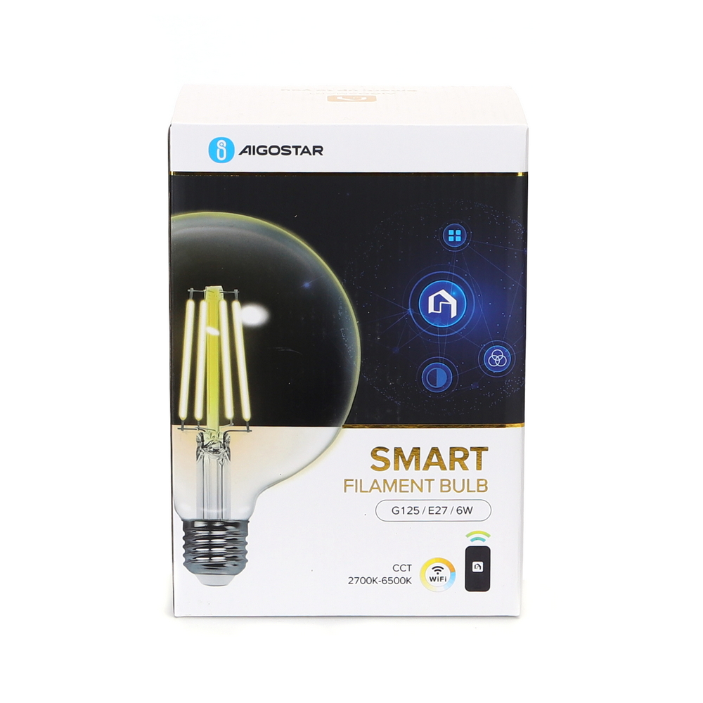 Lampadina Led a Filamento Smart G125 E27 6W WiFi CCT luce regolabile e dimmerabile Aigostar - Foto 5