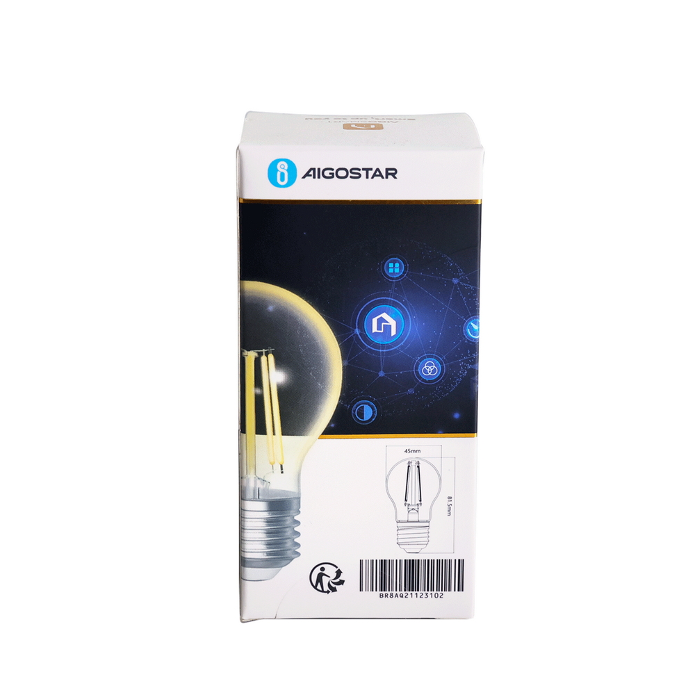 Lampadina Led a Filamento Smart G45 E27 4,5W WiFi CCT luce regolabile e dimmerabile Aigostar - Foto 5
