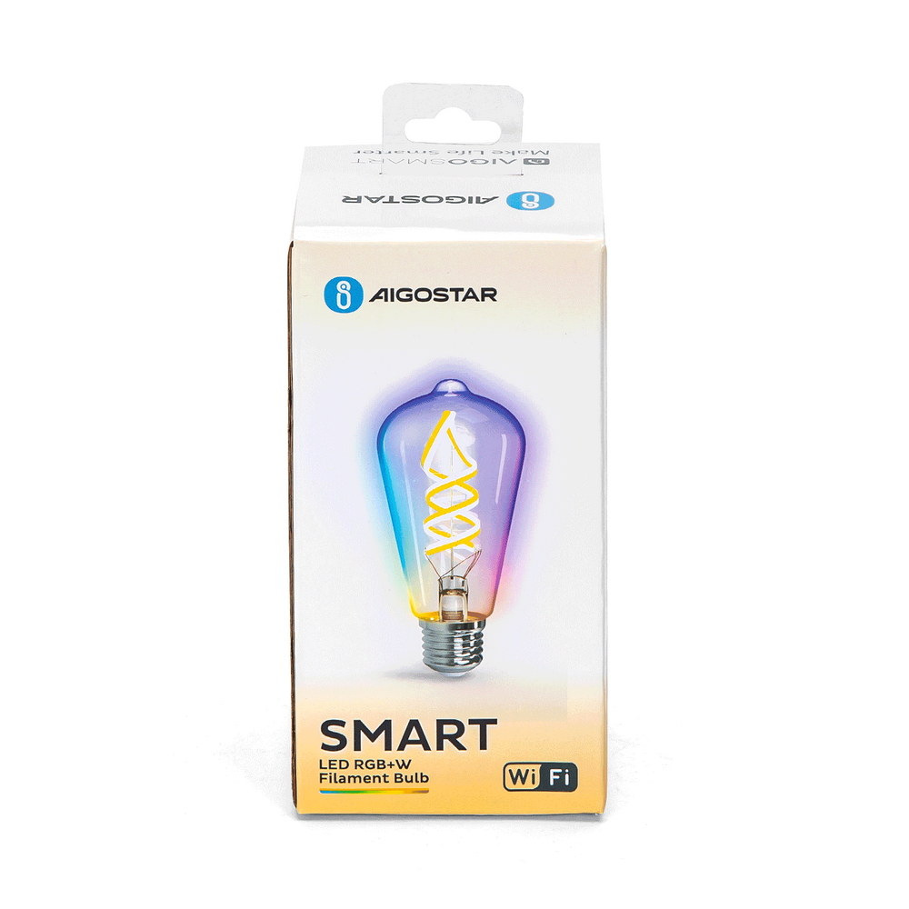 Lampadina Led a Filamento Smart ST64 E27 4,9W WiFi RGB + Bianco Caldo 2700K luce regolabile e dimmerabile Aigostar - Foto 5