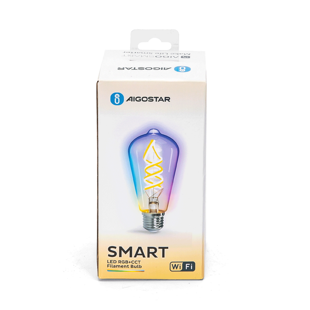 Lampadina Led a Filamento Smart ST64 E27 4,9W WiFi RGB CCT luce regolabile e dimmerabile Aigostar - Foto 5
