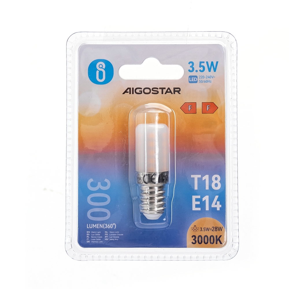 Lampadina Led da frigorifero E14 T18 3,5W Bianco caldo 3000K Aigostar - Foto 2