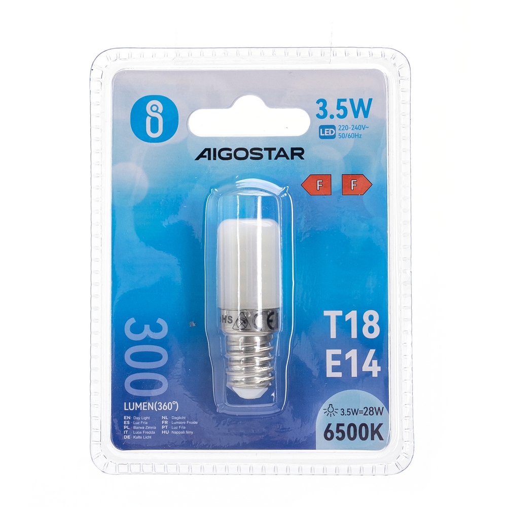 Lampadina Led da frigorifero E14 T18 3,5W Bianco freddo 6500K Aigostar - Foto 2