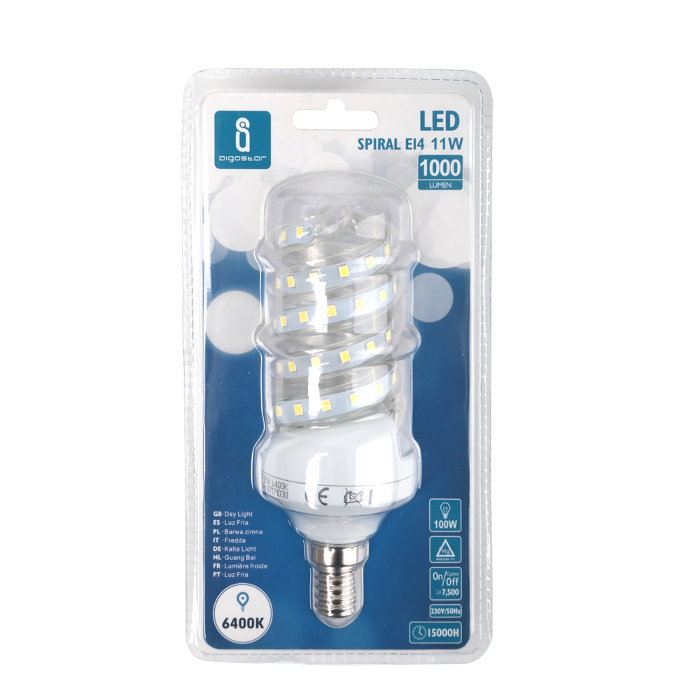 Lampadina Led E14 a tubo a spirale 11W Bianco freddo 6400K Aigostar - Foto 1