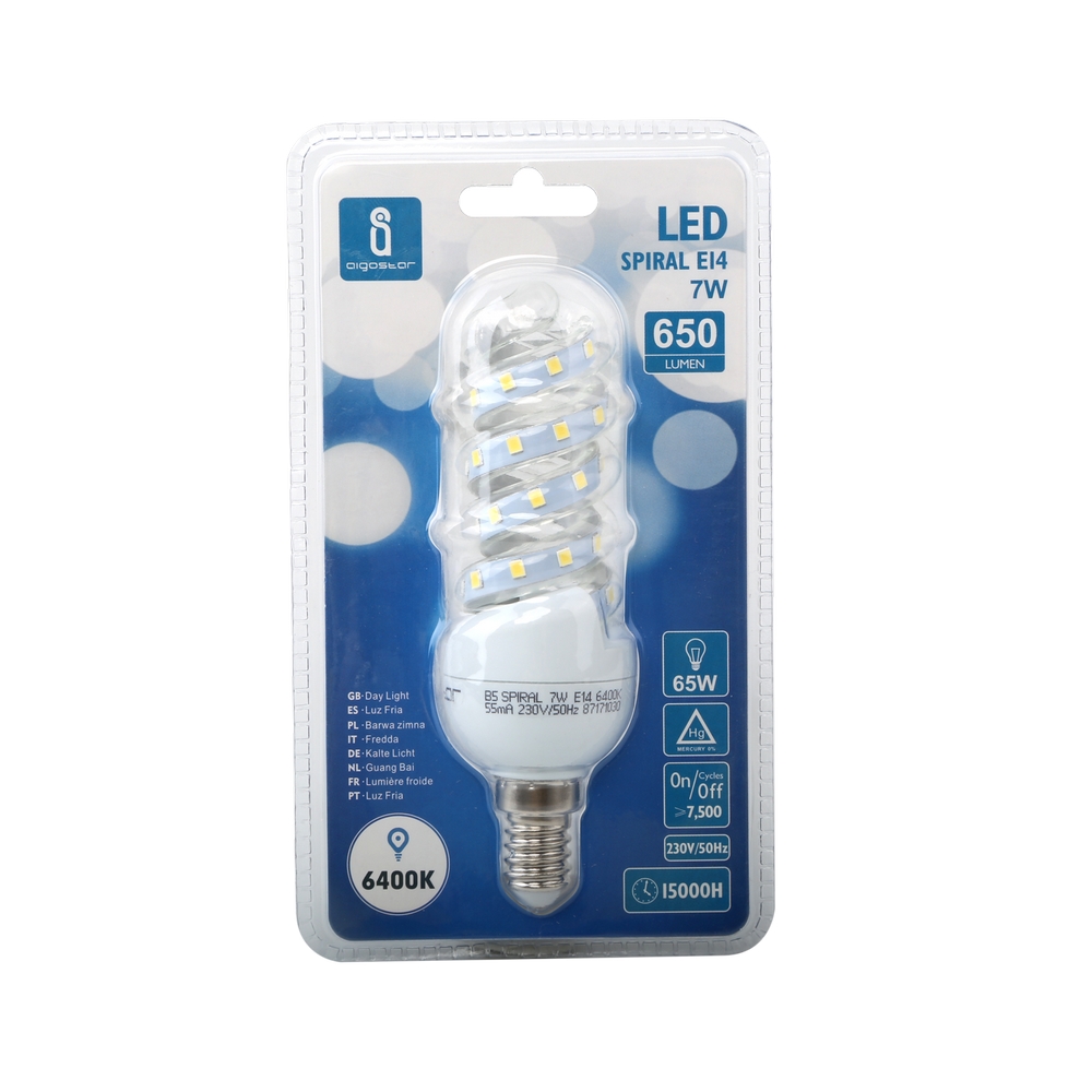 Lampadina Led E14 a tubo a spirale 7W Bianco freddo 6400K Aigostar - Foto 1