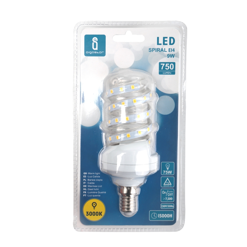 Lampadina Led E14 a tubo a spirale 9W Bianco caldo 3000K Aigostar - Foto 1