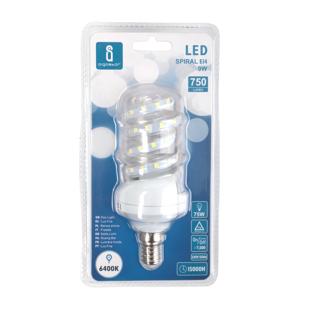 Lampadina Led E14 a tubo a spirale 9W Bianco freddo 6400K Aigostar - Foto 1