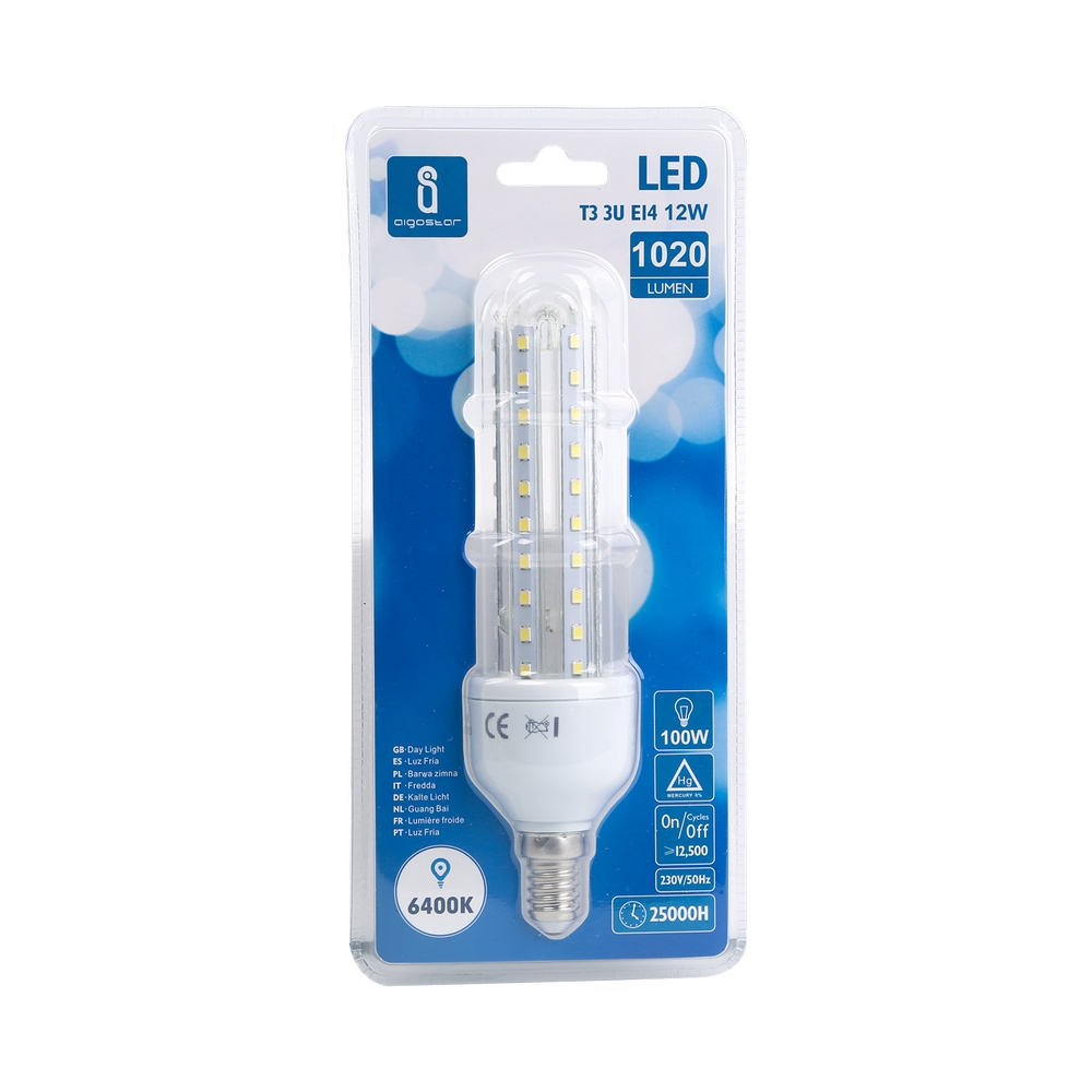 Lampadina Led E14 a tubo a U 12W Bianco freddo 6400K Aigostar - Foto 1