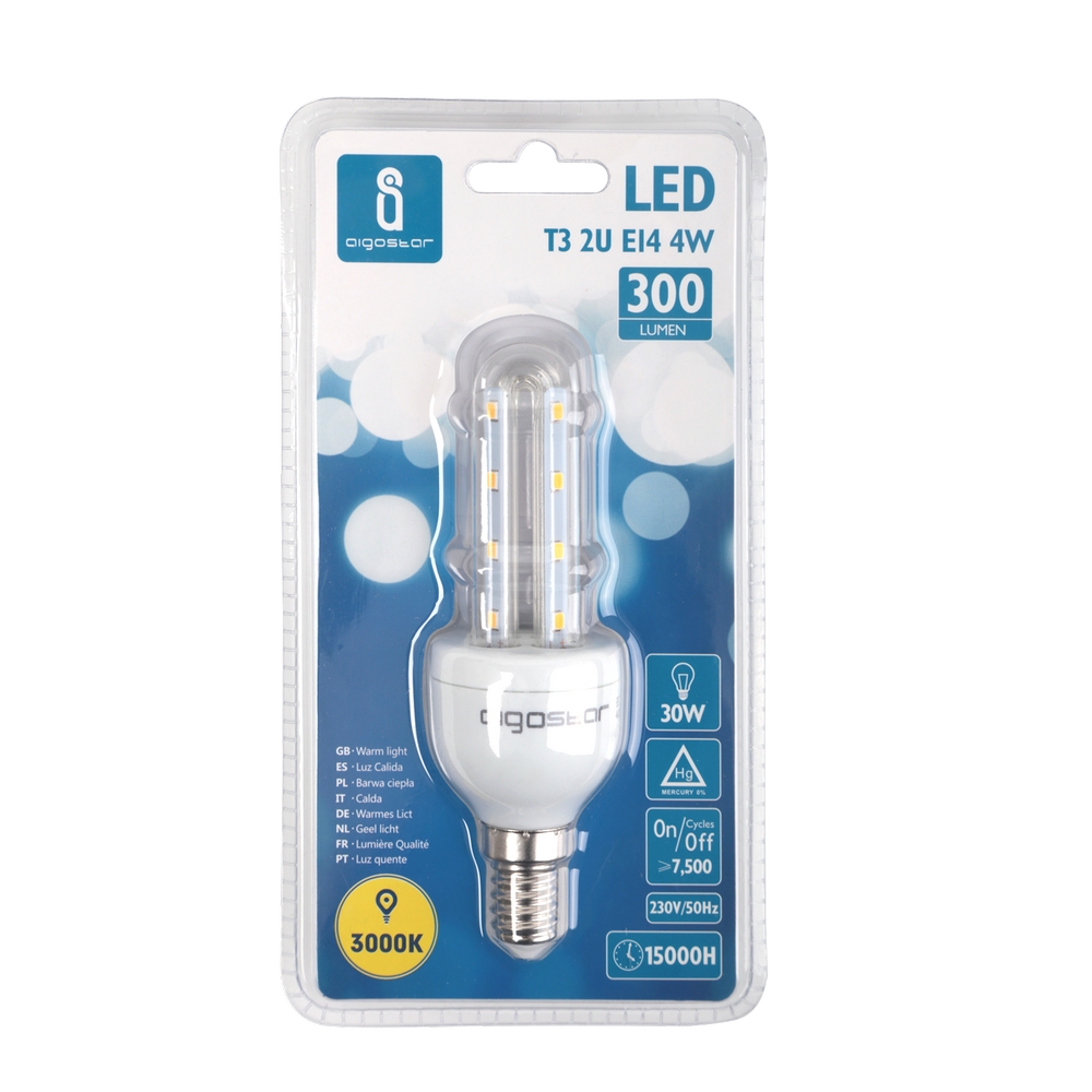 Lampadina Led E14 a tubo a U 4W Bianco caldo 3000K Aigostar - Foto 2