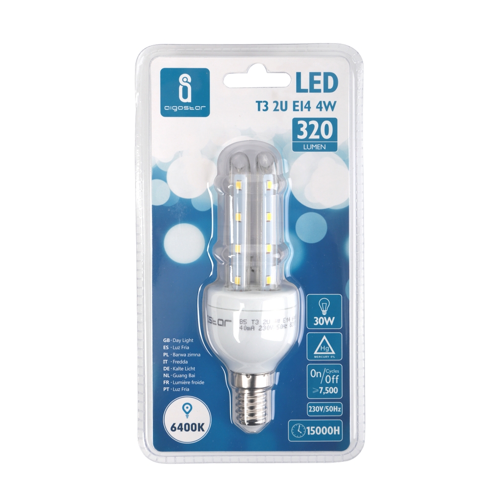 Lampadina Led E14 a tubo a U 4W Bianco freddo 6400K Aigostar - Foto 2