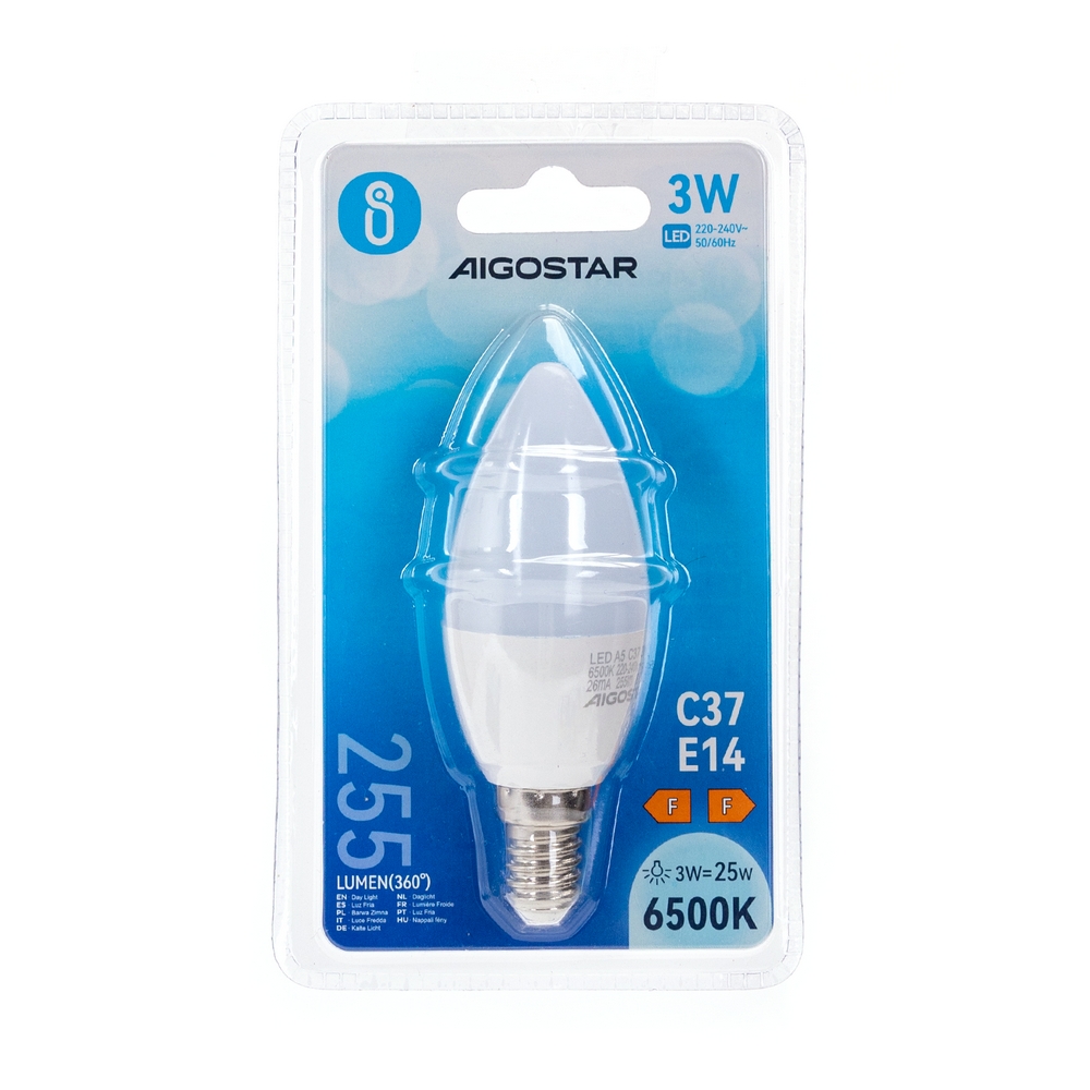 Lampadina Led E14 C35 a candela 3W Bianco freddo 6400K Aigostar - Foto 2