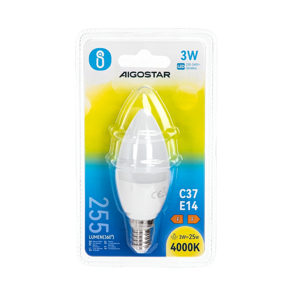 Lampadina Led E14 C35 a candela 3W Bianco neutro 4000K Aigostar - Foto 2