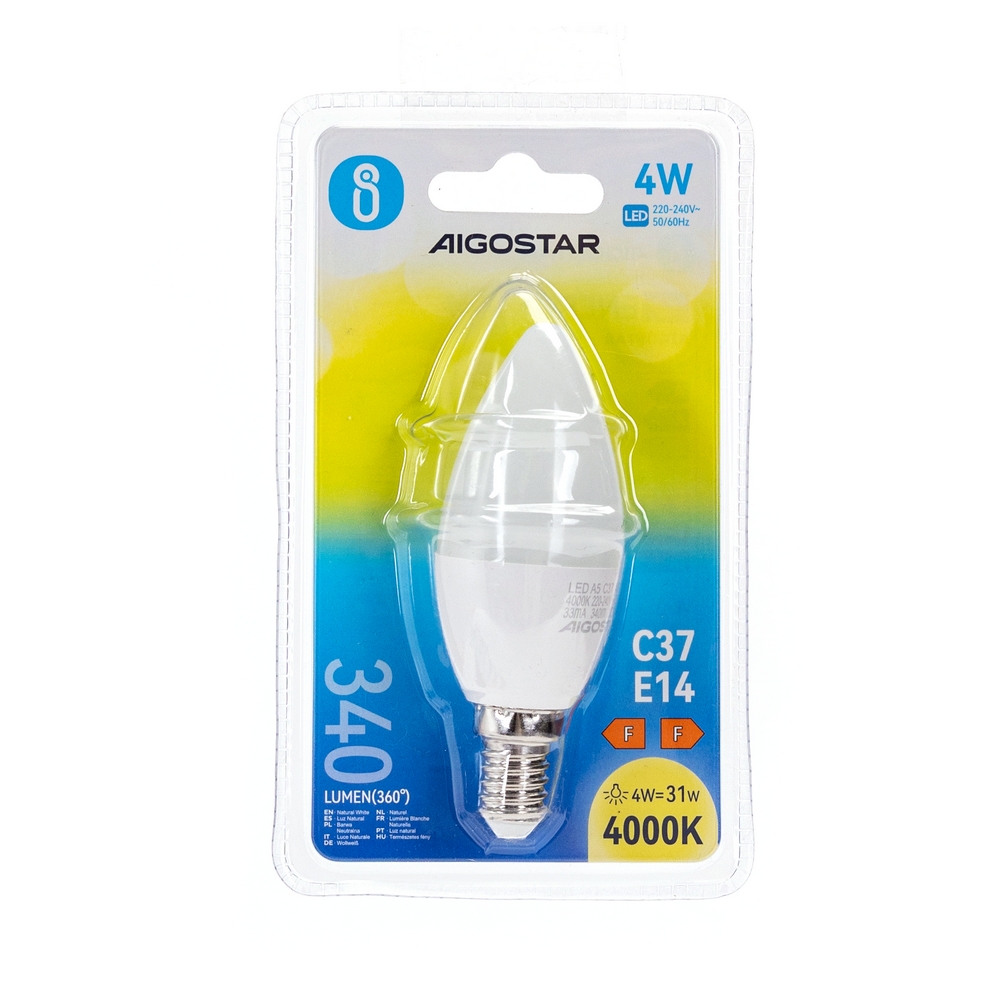 Lampadina Led E14 C35 a candela 4W Bianco neutro 4000K Aigostar - Foto 2