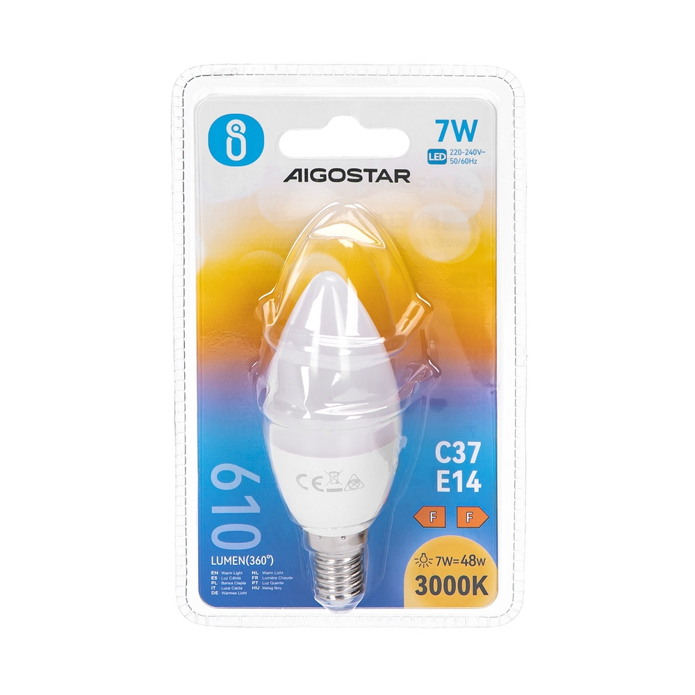 Lampadina Led E14 C35 a candela 7W Bianco caldo 3000K Aigostar - Foto 2