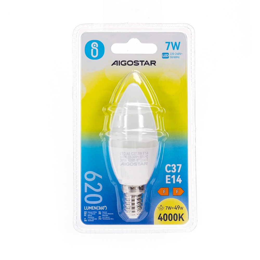 Lampadina Led E14 C35 a candela 7W Bianco neutro 4000K Aigostar - Foto 2