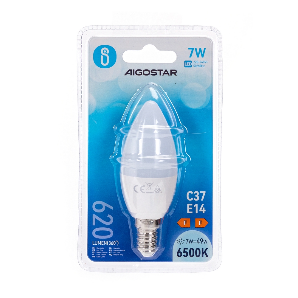 Lampadina Led E14 C37 a candela 7W Bianco freddo 6400K Aigostar - Foto 2