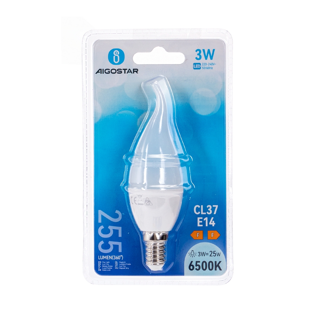 Lampadina Led E14 CL37 a colpo di vento 3W Bianco freddo 6400K Aigostar - Foto 2
