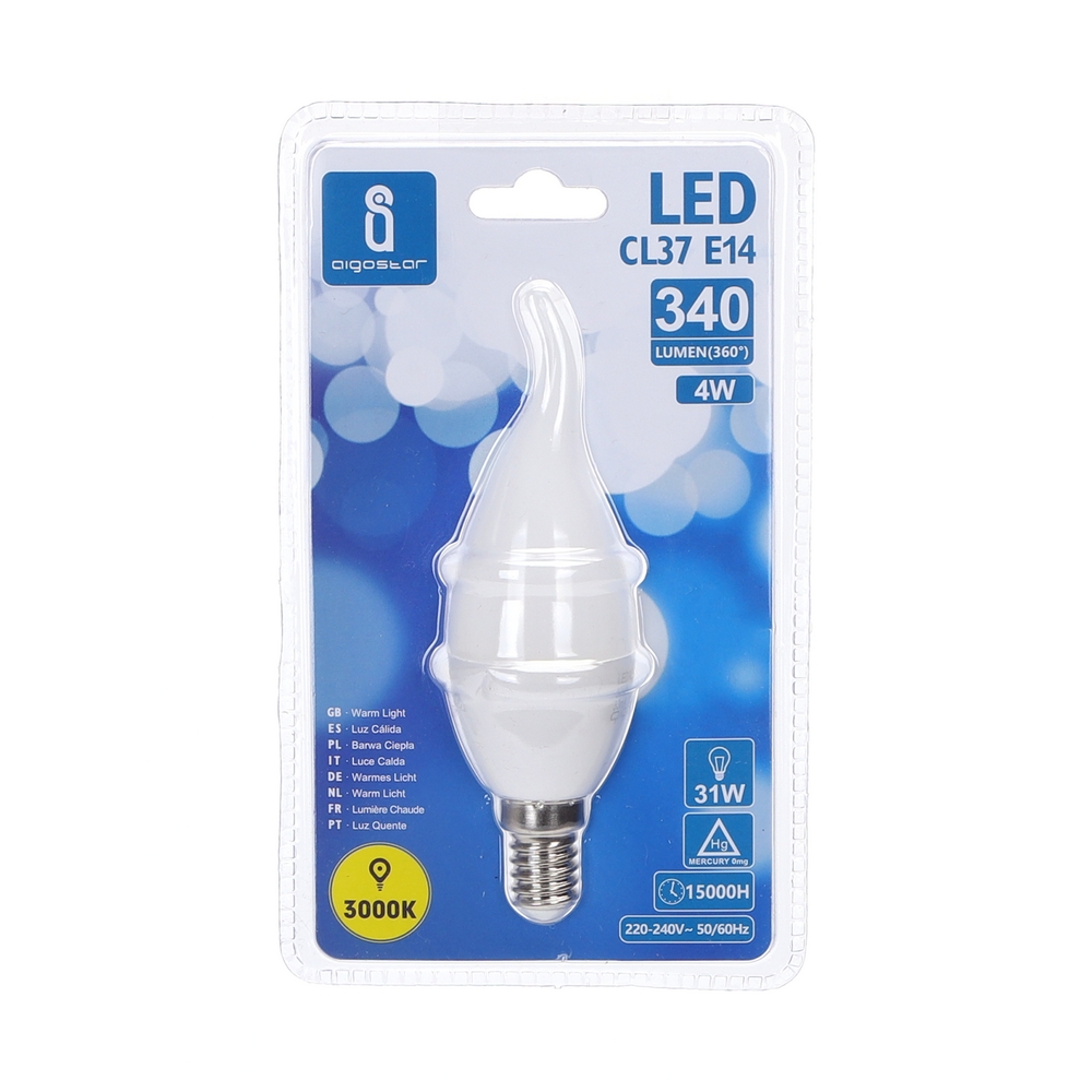 Lampadina Led E14 CL37 a colpo di vento 4W Bianco caldo 3000K Aigostar - Foto 2
