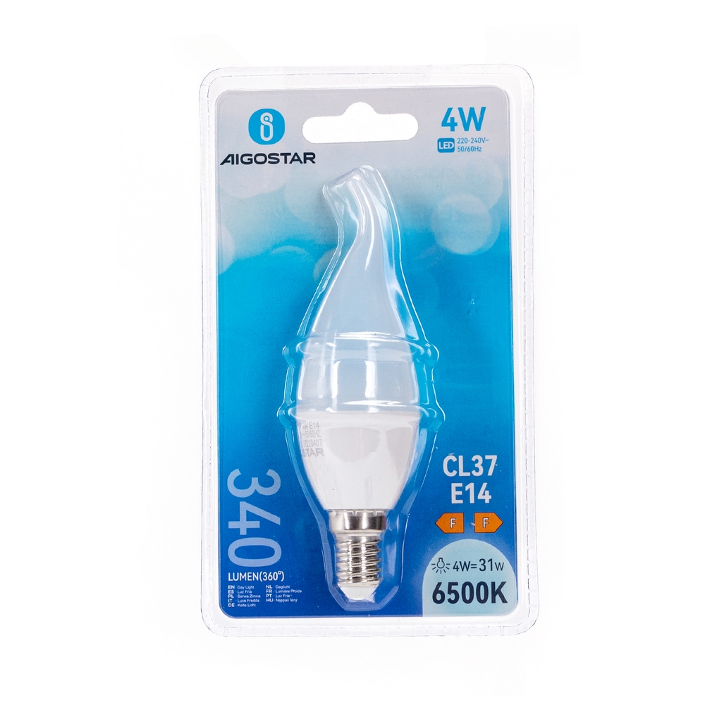 Lampadina Led E14 CL37 a colpo di vento 4W Bianco freddo 6400K Aigostar - Foto 2