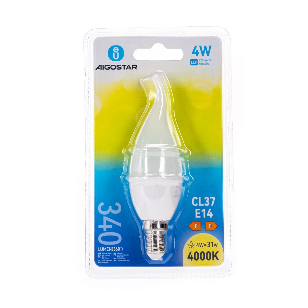 Lampadina Led E14 CL37 a colpo di vento 4W Bianco neutro 4000K Aigostar - Foto 2