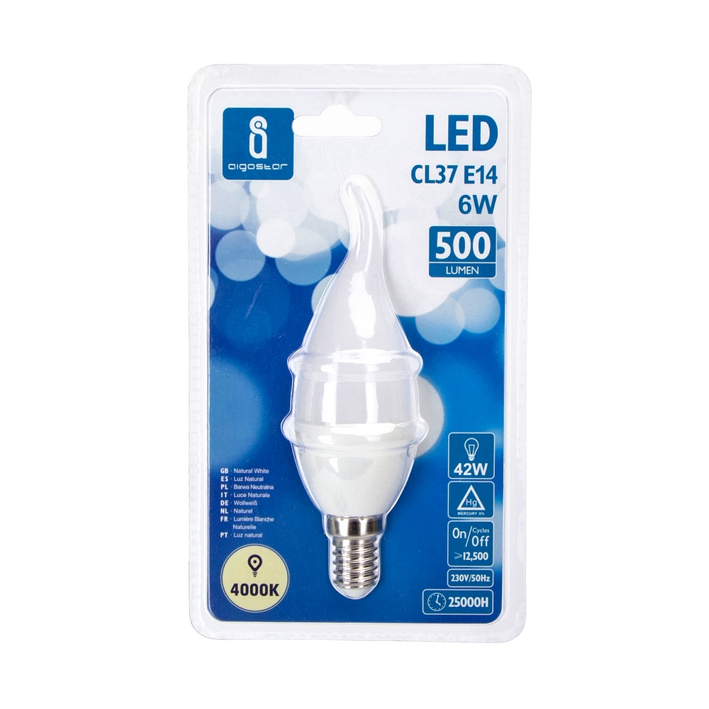Lampadina Led E14 CL37 a colpo di vento 6W Bianco neutro 4000K Aigostar - Foto 2
