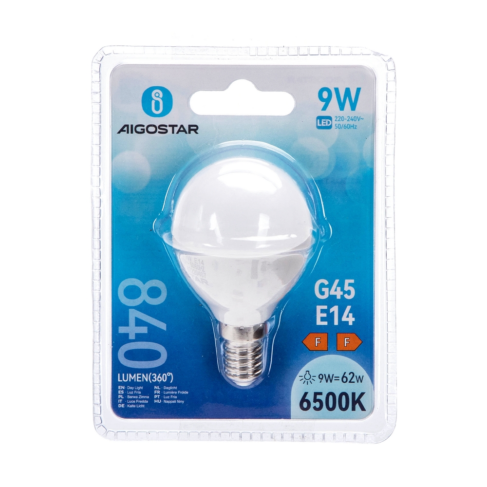 Lampadina Led E14 G45 a sfera 9W Bianco freddo 6400K Aigostar - Foto 2