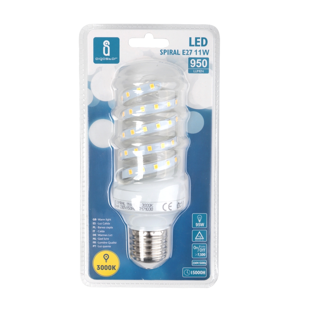 Lampadina Led E27 a tubo a spirale 11W Bianco caldo 3000K Aigostar - Foto 2