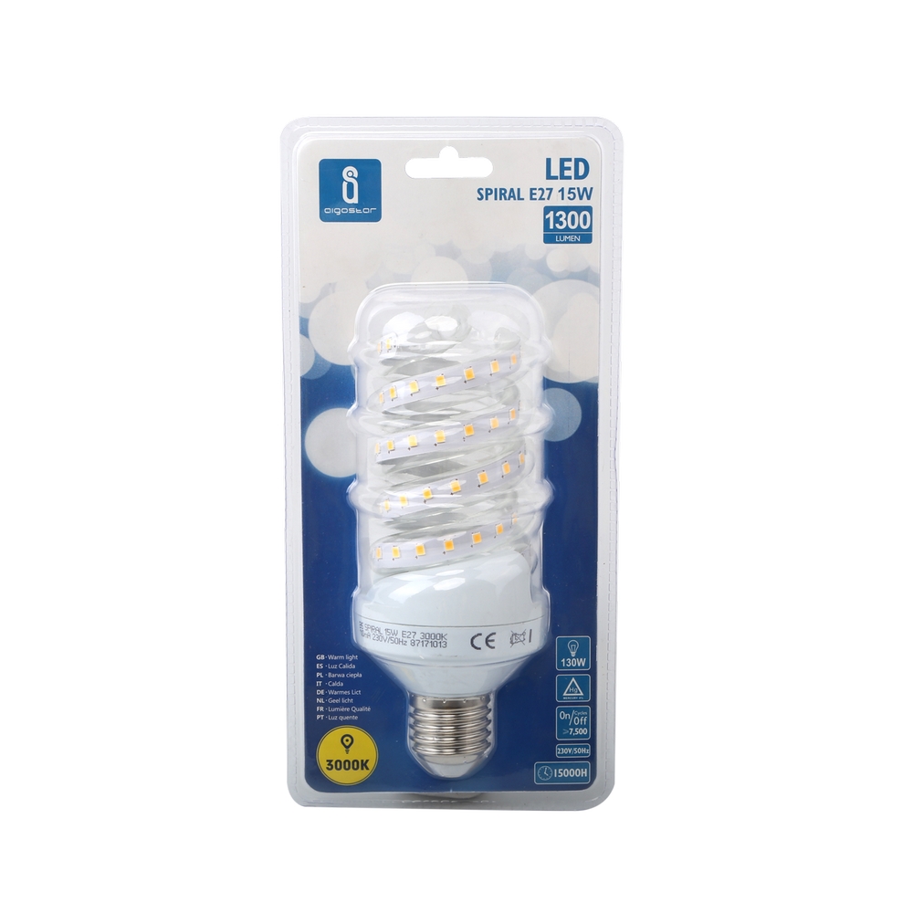 Lampadina Led E27 a tubo a spirale 15W Bianco caldo 3000K Aigostar - Foto 2