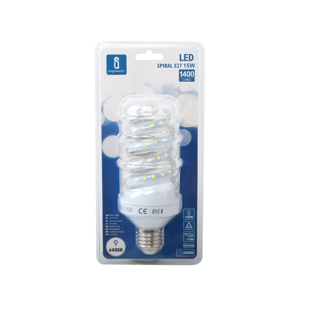 Lampadina Led E27 a tubo a spirale 15W Bianco freddo 6400K Aigostar - Foto 2