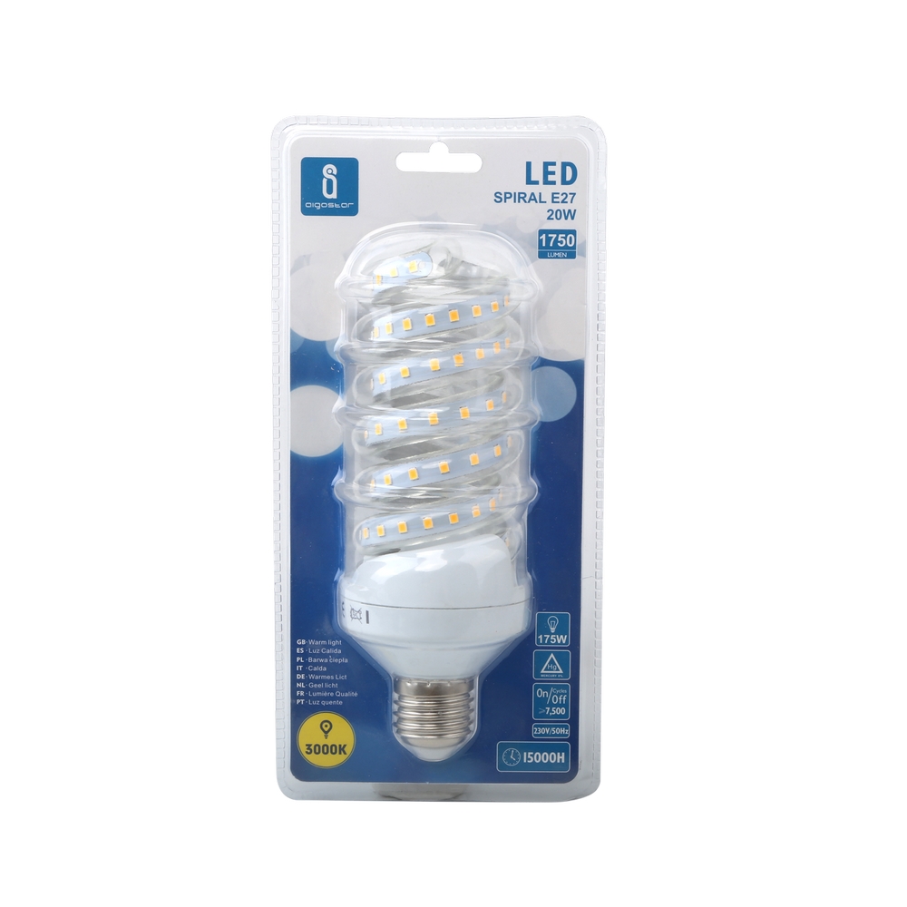 Lampadina Led E27 a tubo a spirale 20W Bianco caldo 3000K Aigostar - Foto 2