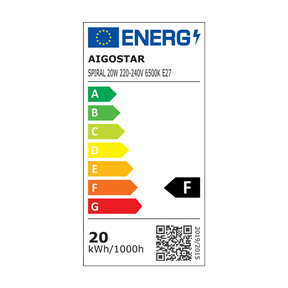 Lampadina Led E27 a tubo a spirale 20W Bianco freddo 6400K Aigostar - Foto 3