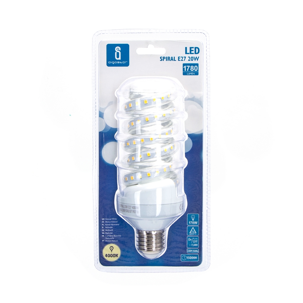 Lampadina Led E27 a tubo a spirale 20W Bianco neutro 4000K Aigostar - Foto 2