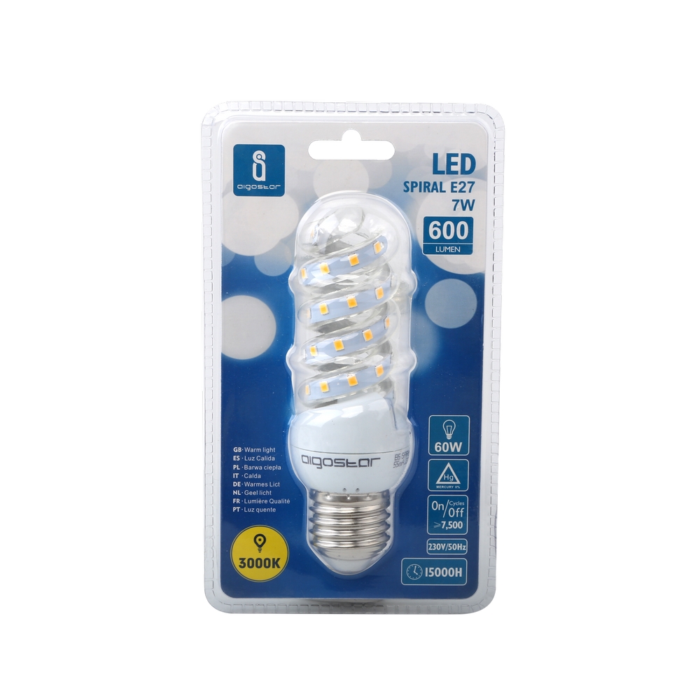 Lampadina Led E27 a tubo a spirale 7W Bianco caldo 3000K Aigostar - Foto 2