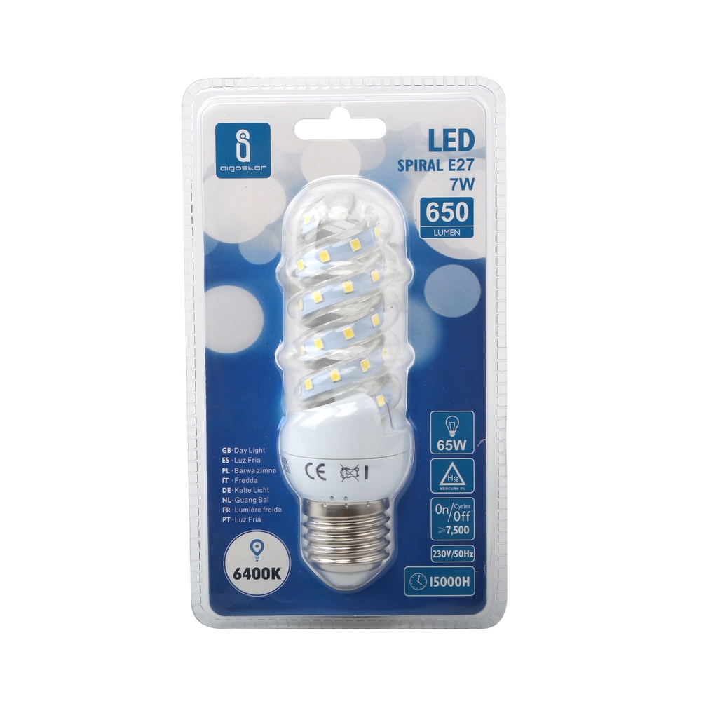 Lampadina Led E27 a tubo a spirale 7W Bianco freddo 6400K Aigostar - Foto 2
