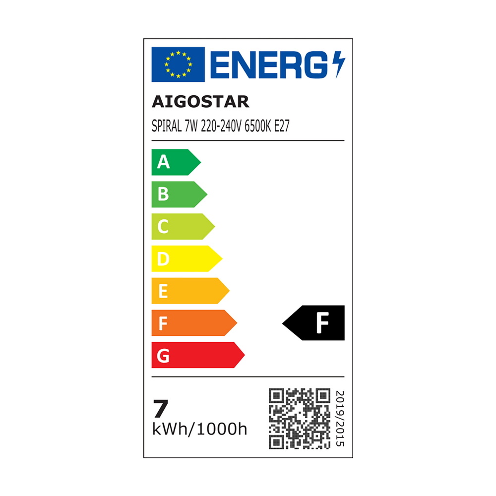 Lampadina Led E27 a tubo a spirale 7W Bianco freddo 6400K Aigostar - Foto 3
