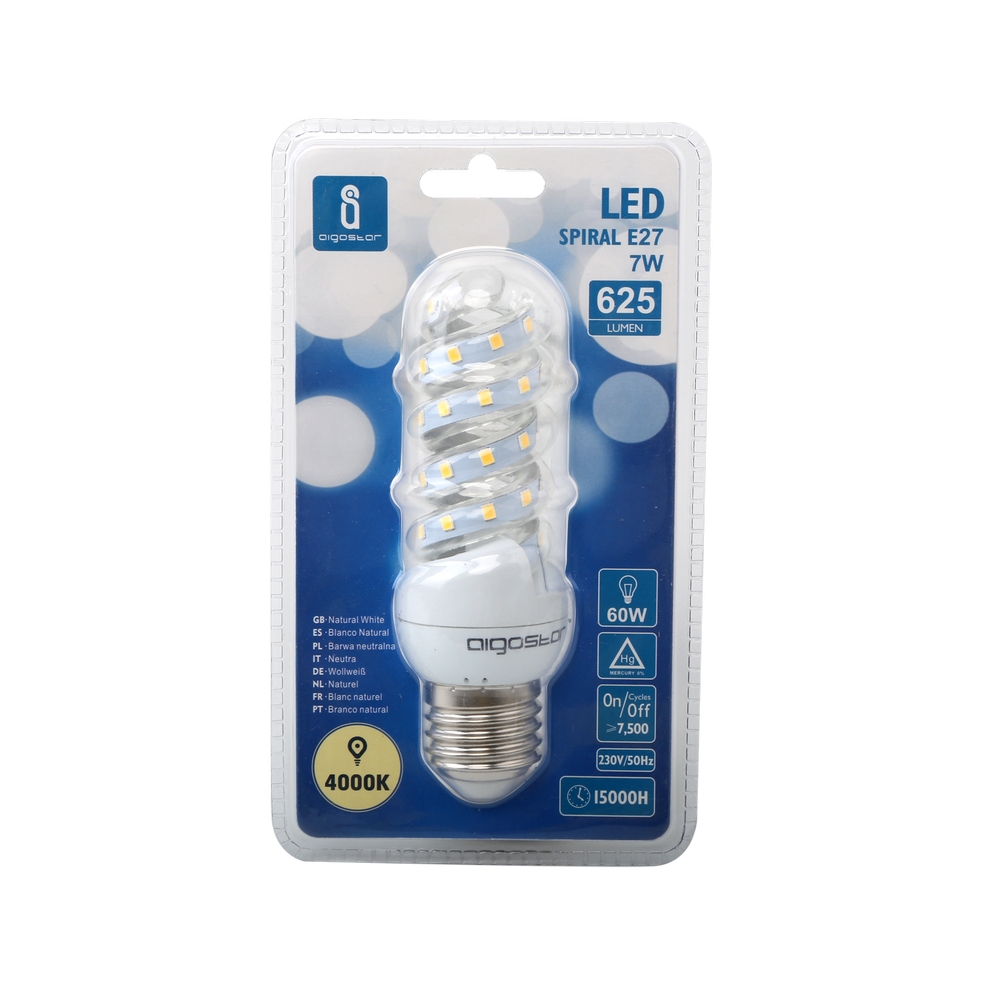 Lampadina Led E27 a tubo a spirale 7W Bianco neutro 4000K Aigostar - Foto 2