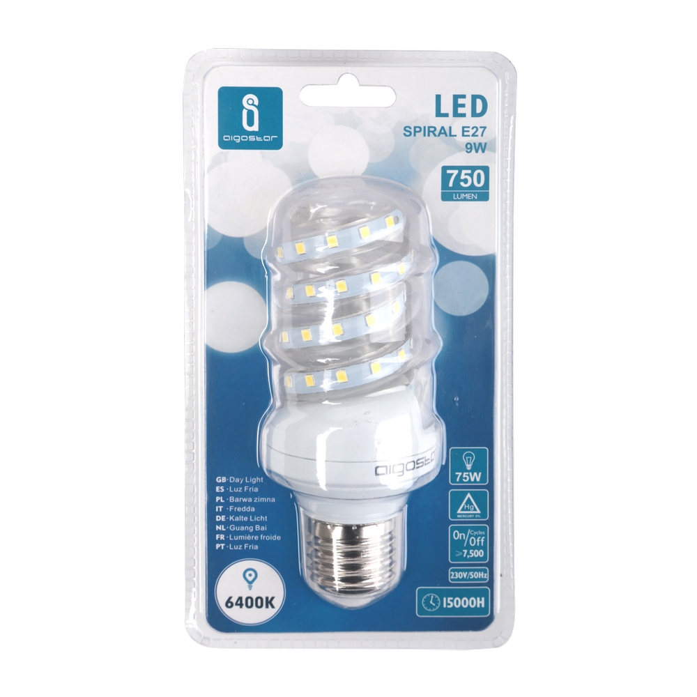 Lampadina Led E27 a tubo a spirale 9W Bianco freddo 6400K Aigostar - Foto 2