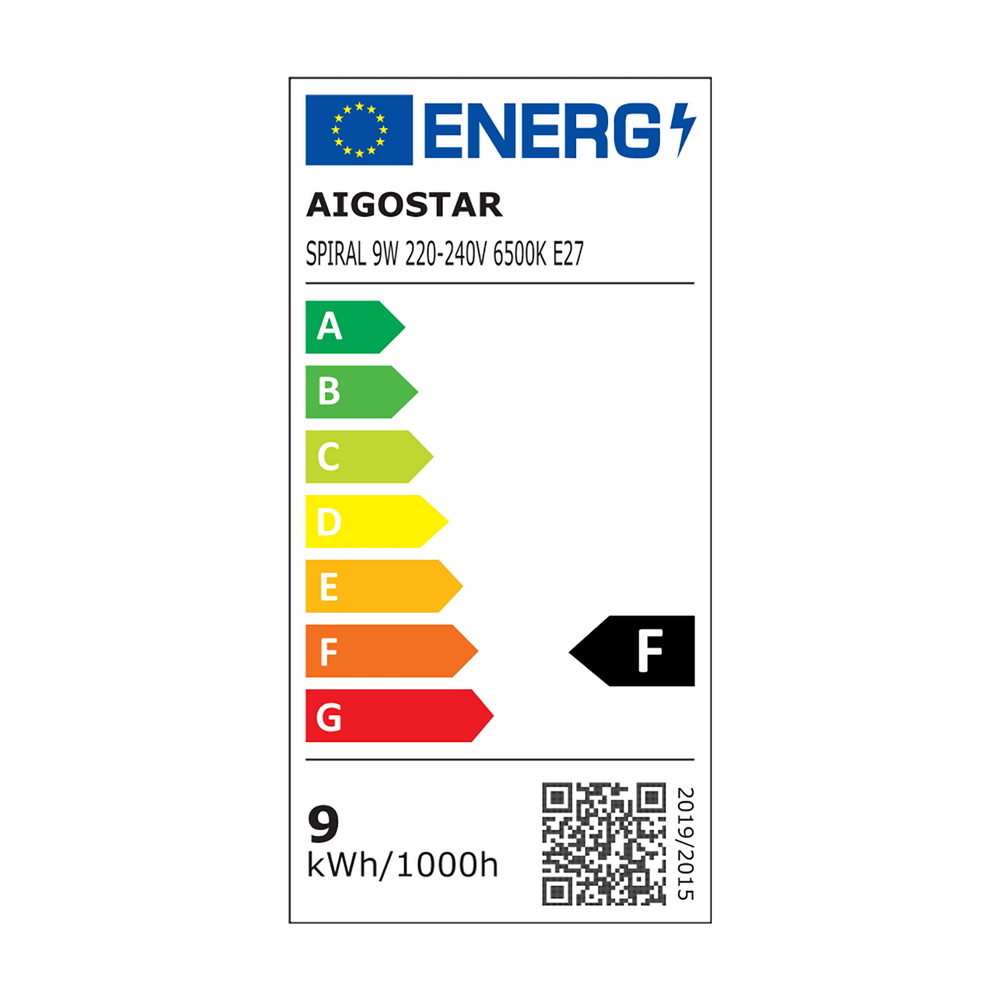 Lampadina Led E27 a tubo a spirale 9W Bianco freddo 6400K Aigostar - Foto 3
