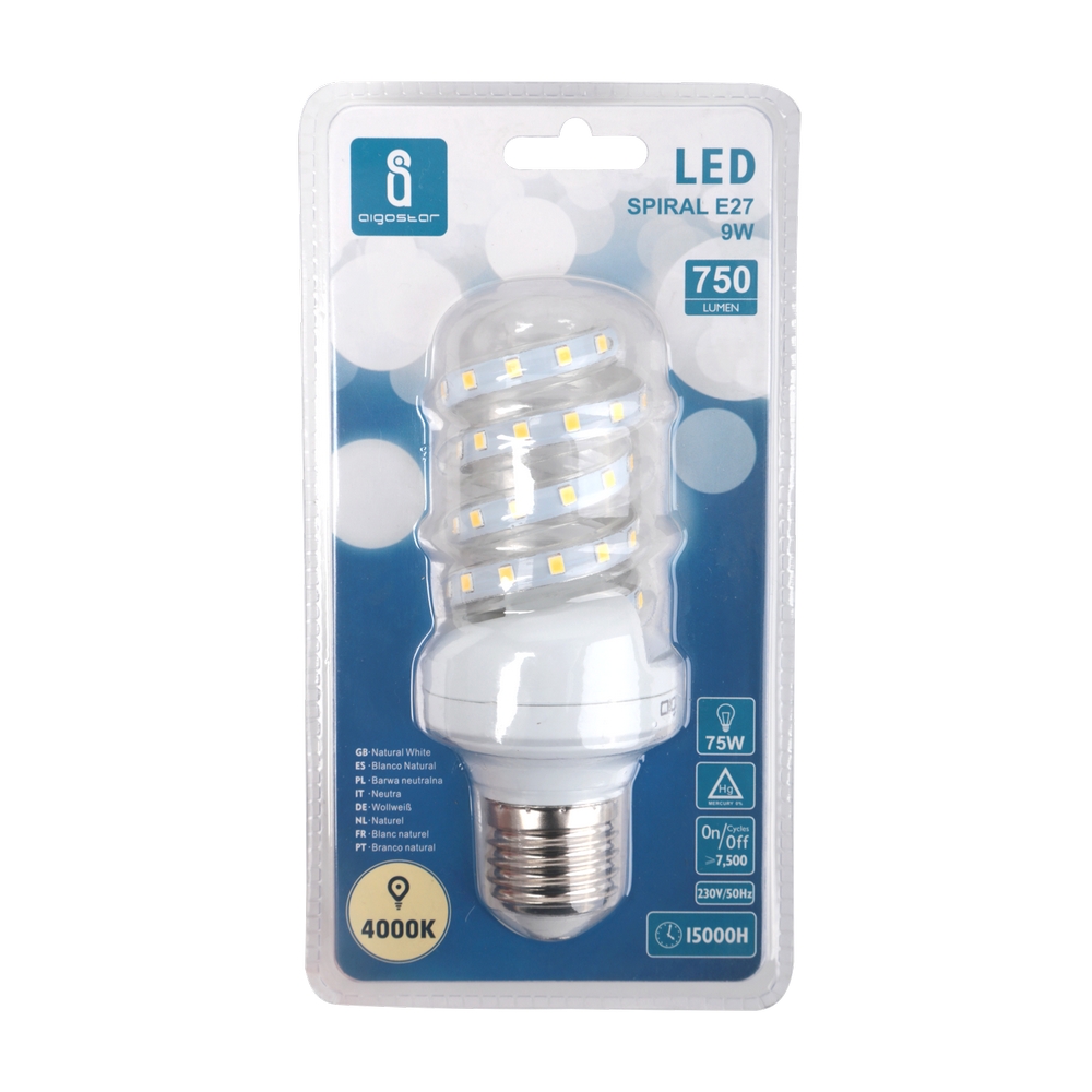 Lampadina Led E27 a tubo a spirale 9W Bianco neutro 4000K Aigostar - Foto 2