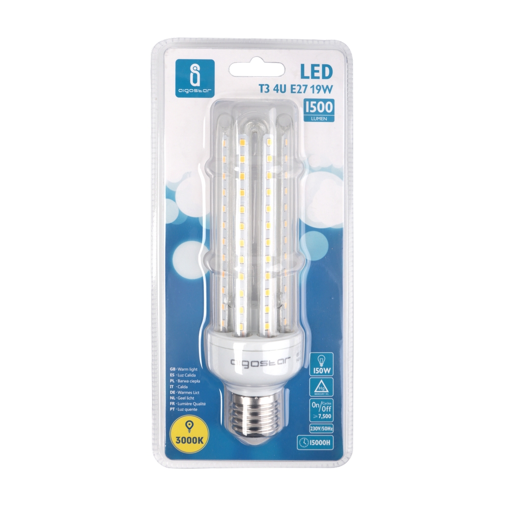 Lampadina Led E27 a tubo a U 19W Bianco caldo 3000K Aigostar - Foto 2