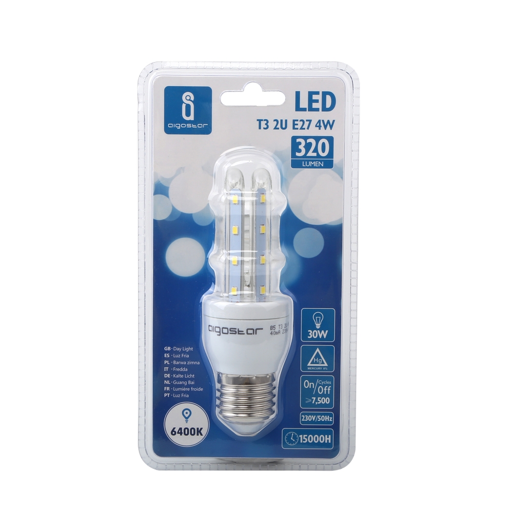 Lampadina Led E27 a tubo a U 4W Bianco freddo 6400K Aigostar - Foto 2